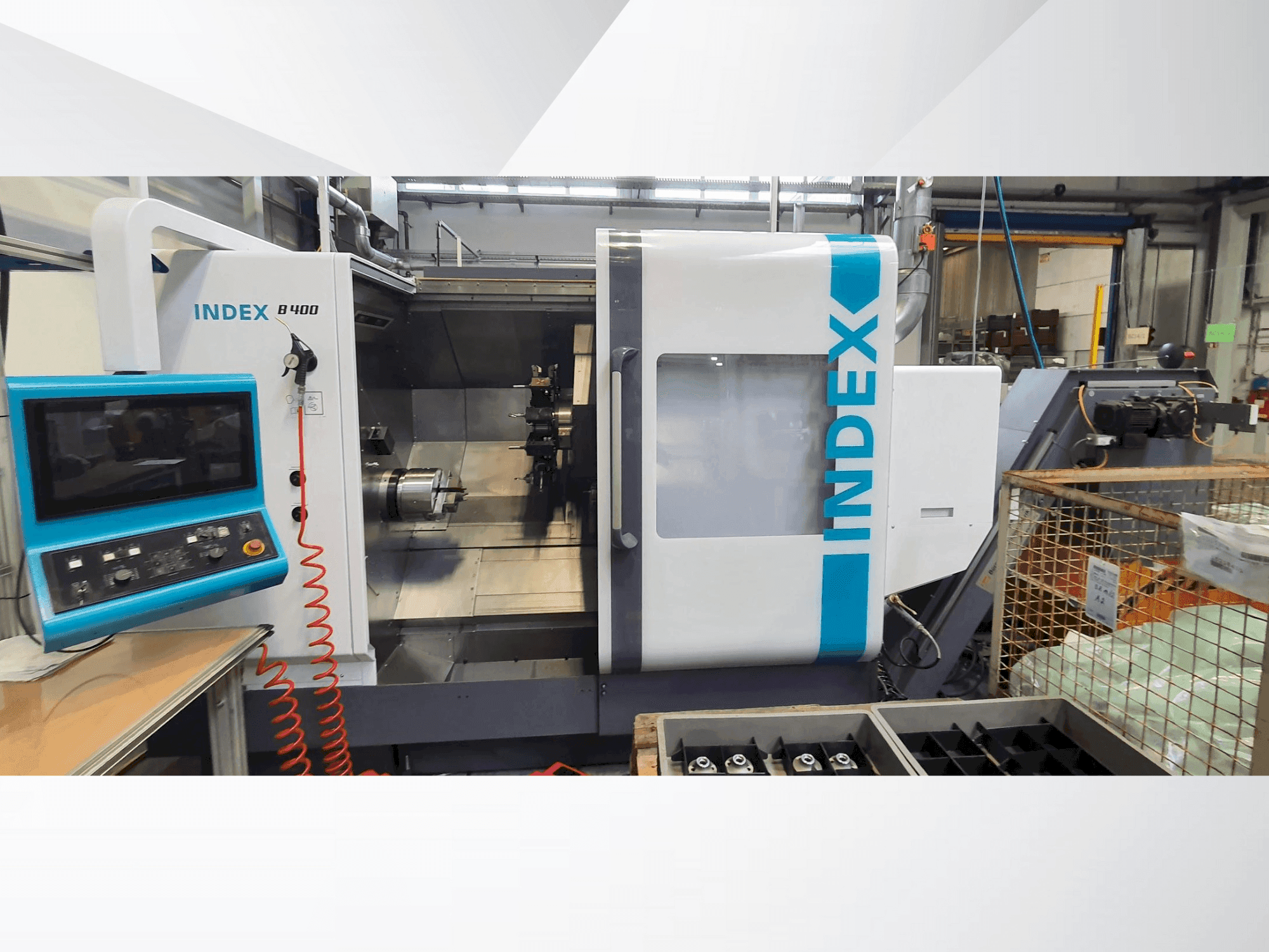 Index B400-maskinen framifrån