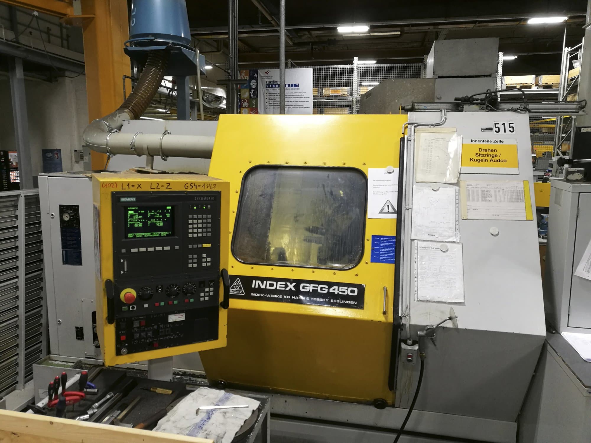 Index-maskinen framifrånGFG 450