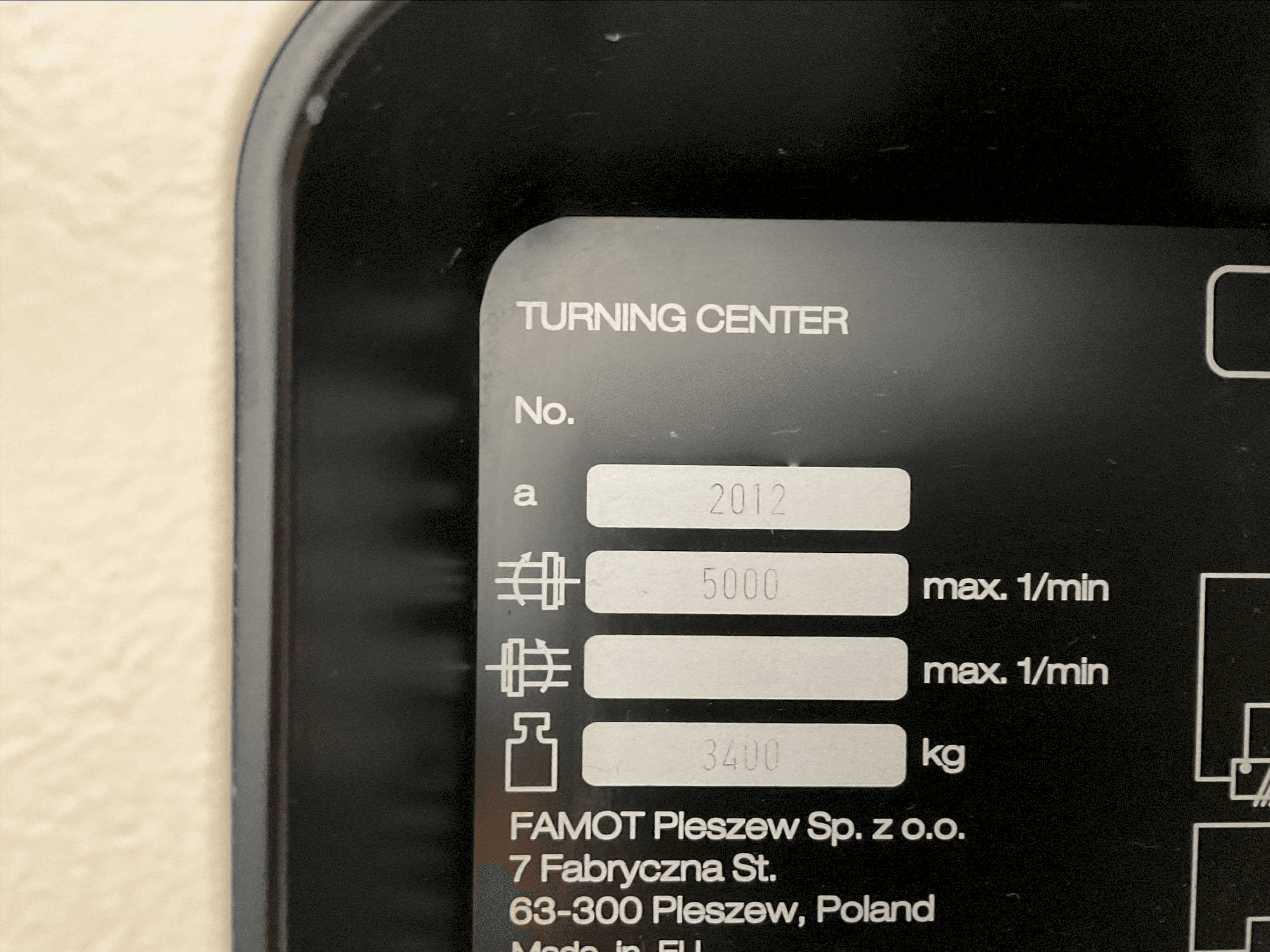 Namnskylt för DMG MORI CTX 310 ecoline -maskinen