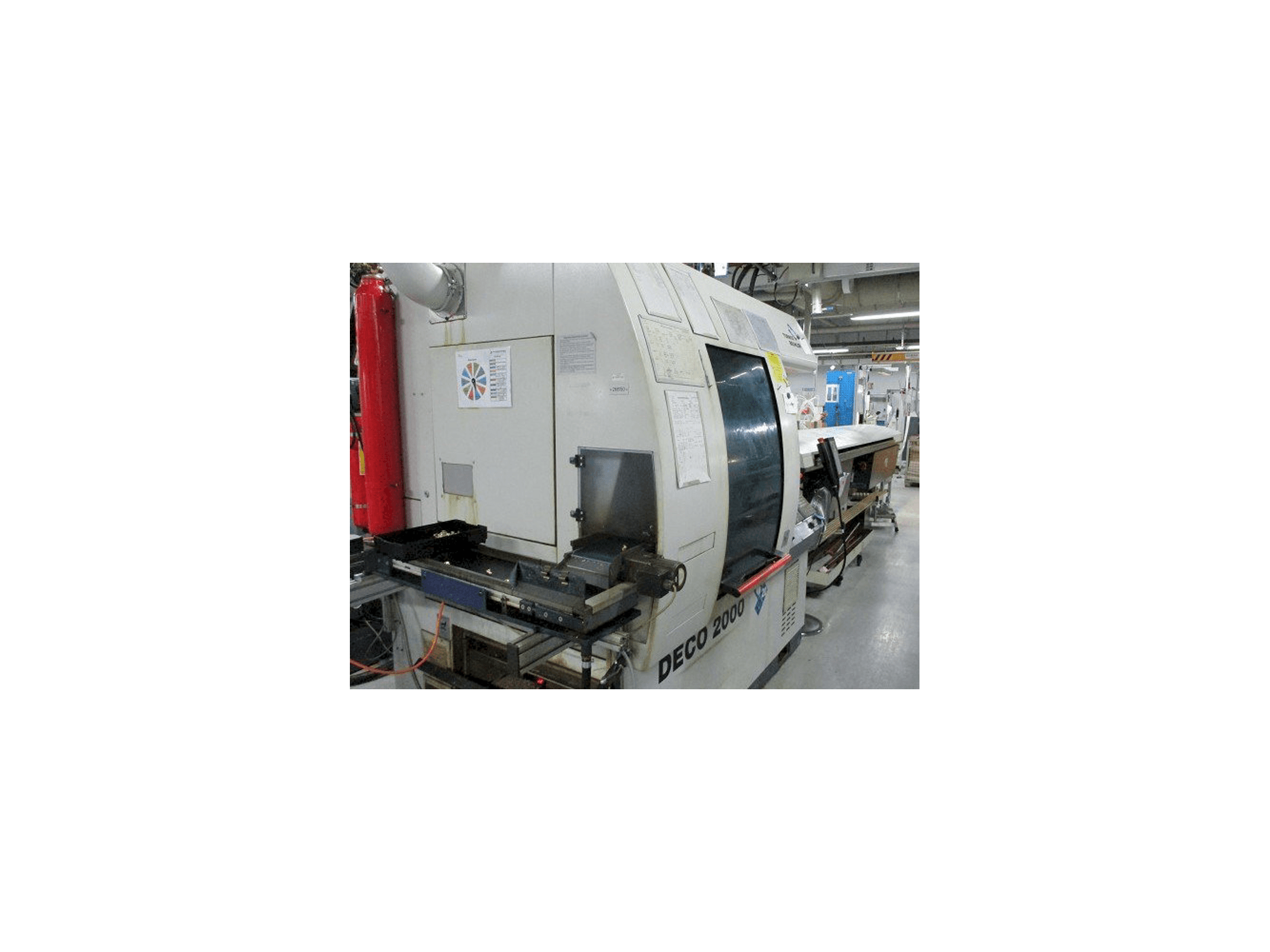 Tornos-Bechler DECO 20-maskinen sedd från vänster sida